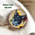 Wood Slice Pet Portrait Keychain