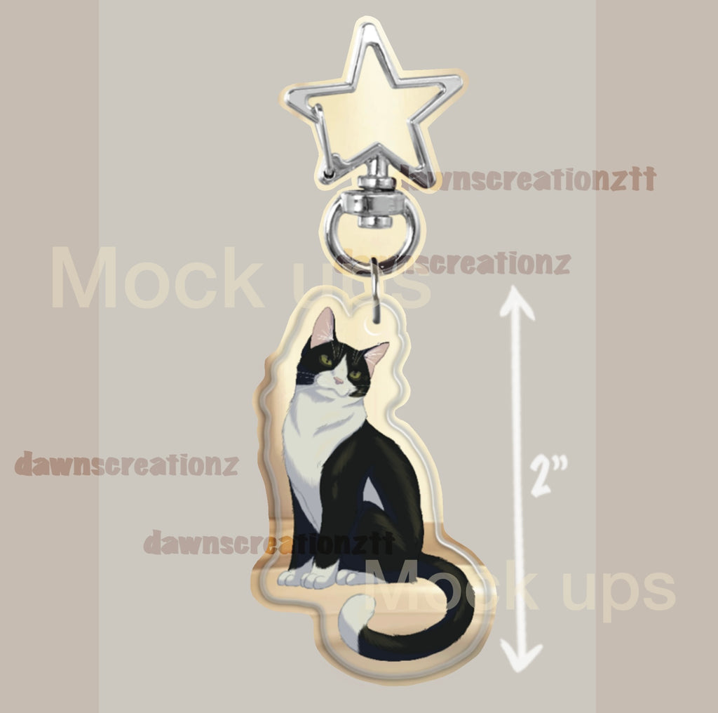 PREORDER Tuxedo Kitty Acrylic Keychain
