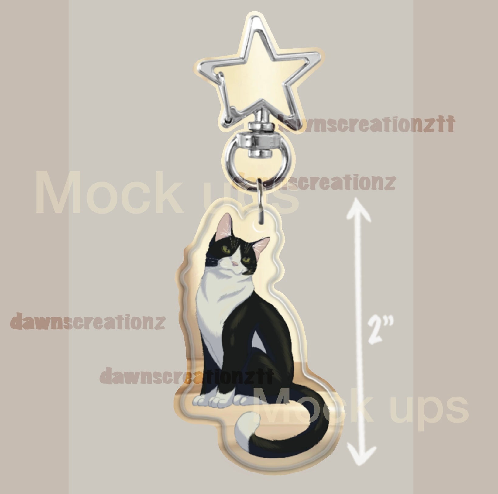 PREORDER Tuxedo Kitty Acrylic Keychain