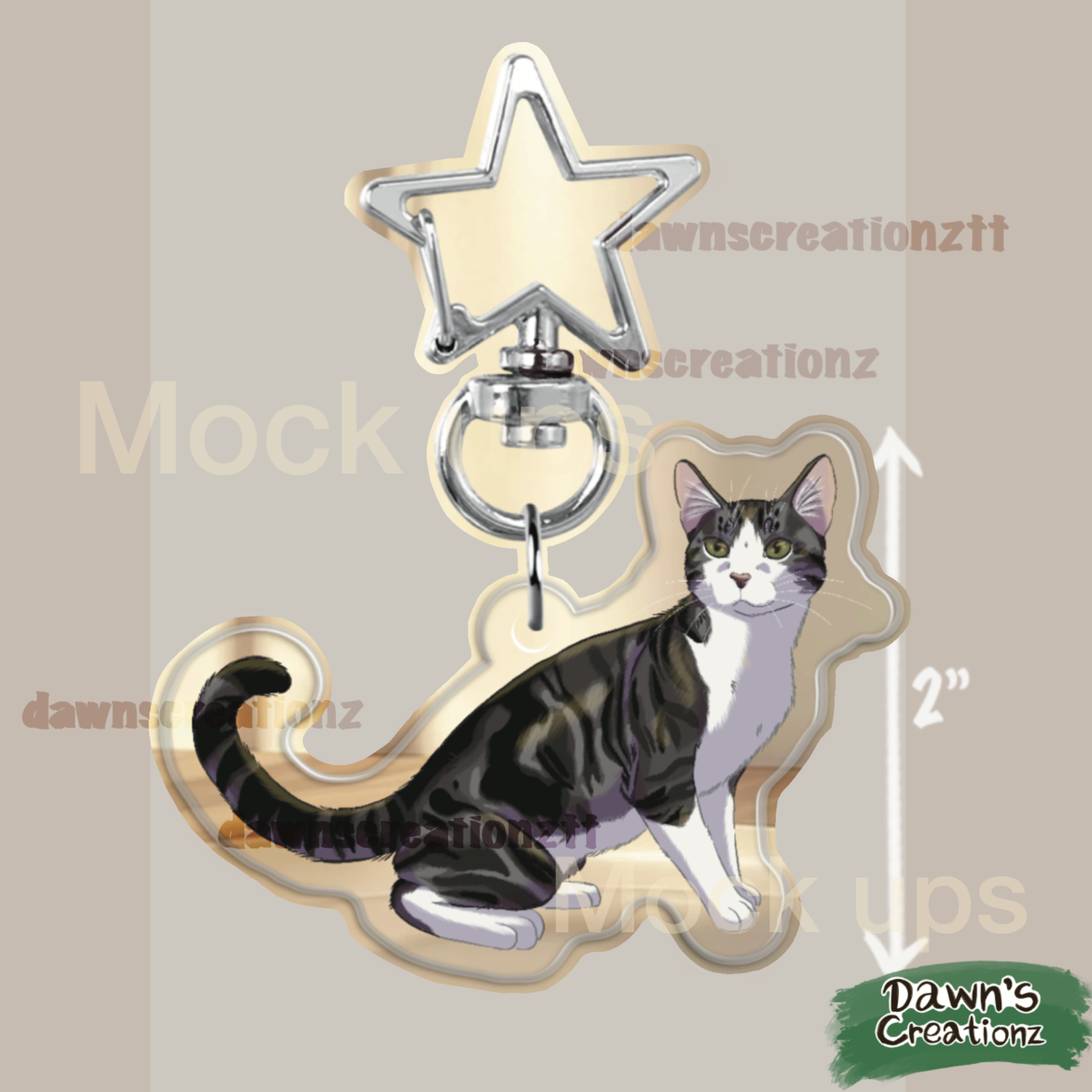 PREORDER Broken/Patchwork Tabby Acrylic Keychain