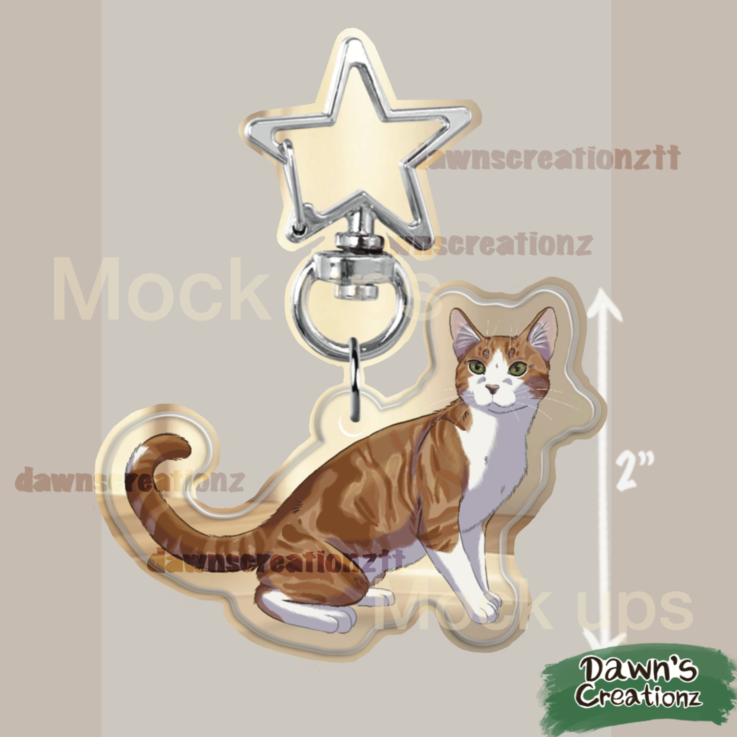 PREORDER Broken/Patchwork Tabby Acrylic Keychain