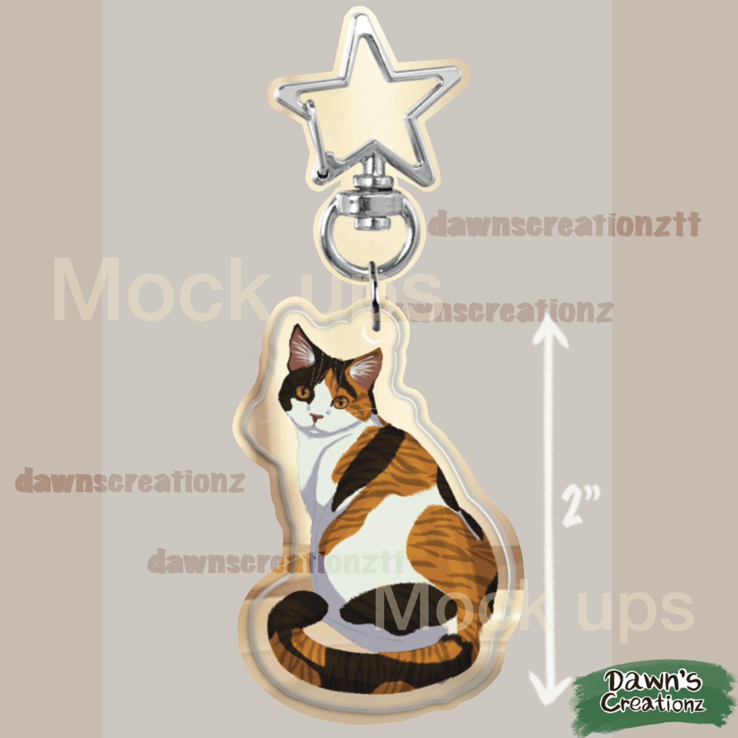 PREORDER Calico Kitty Acrylic Keychain