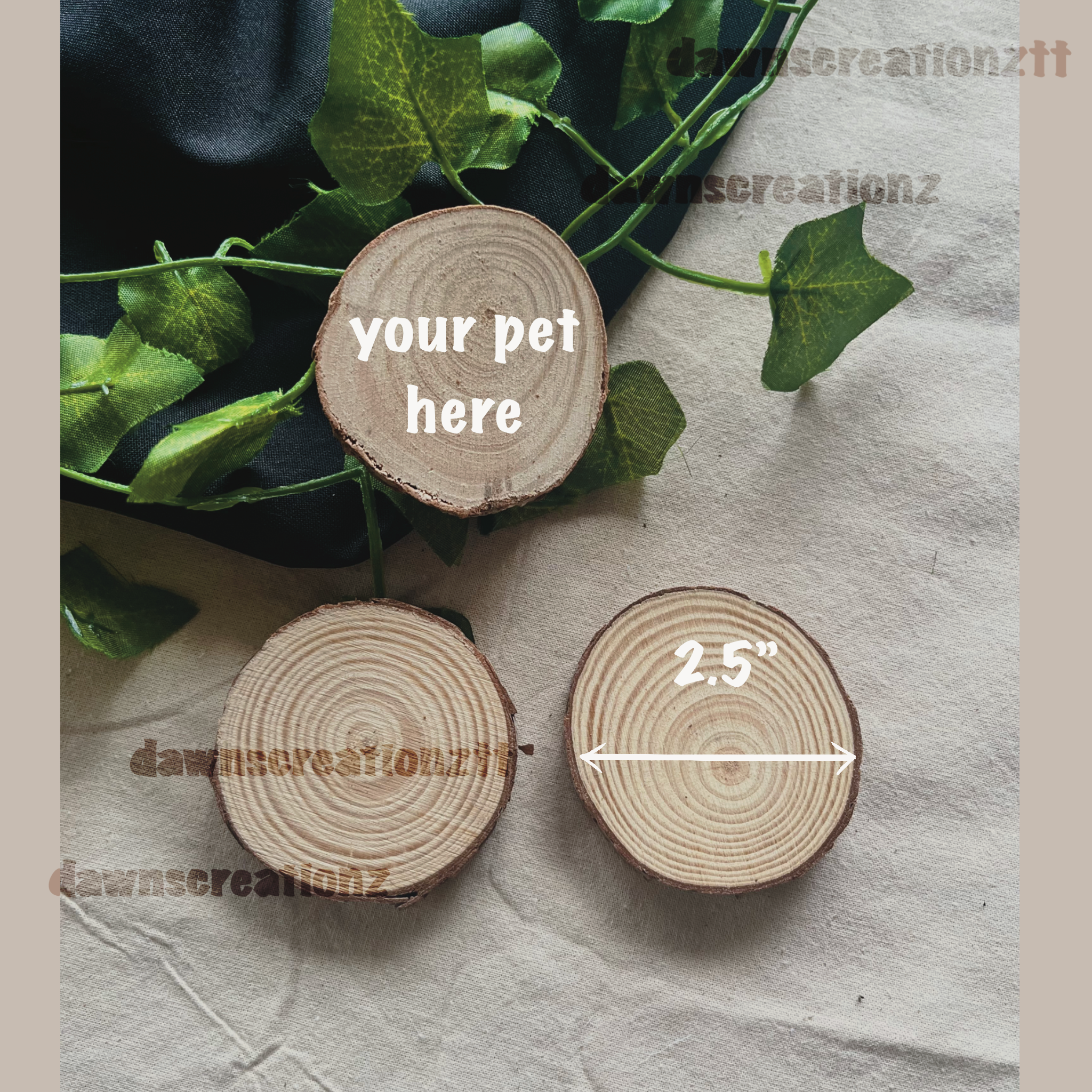 Wood Slice Pet Portrait Ornaments